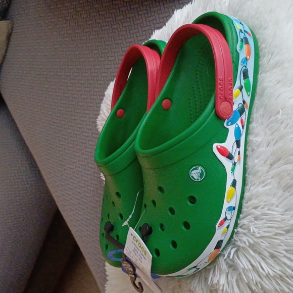 CROCS Other - Crocband Holiday lights clog kelly green relaxed fit 9M 11W New